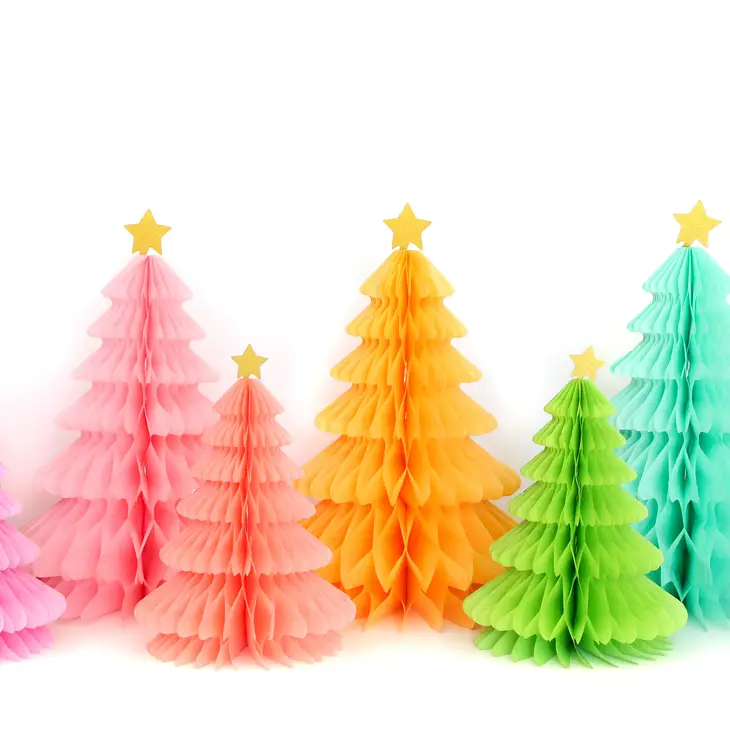 Rainbow Honeycomb Tissue Paper Trees