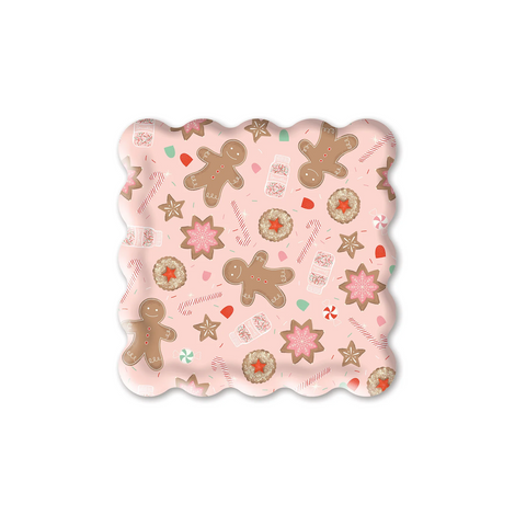 PRESALE: PINK GINGERBREAD MAN SQUARE PAPER PLATE