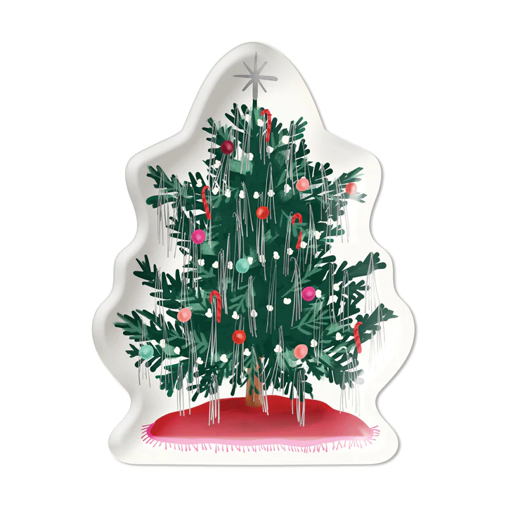 CHR1040 - CHRISTMAS BAUBLES CHRISTMAS TREE SHAPED PAPER PLATE