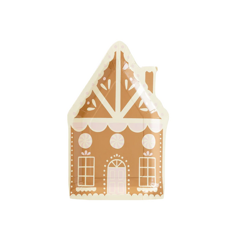 GINGERBREAD HOUSE SHAPED PAPER PLATE