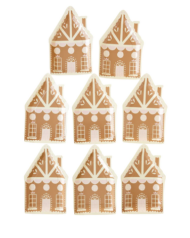 GINGERBREAD HOUSE SHAPED PAPER PLATE