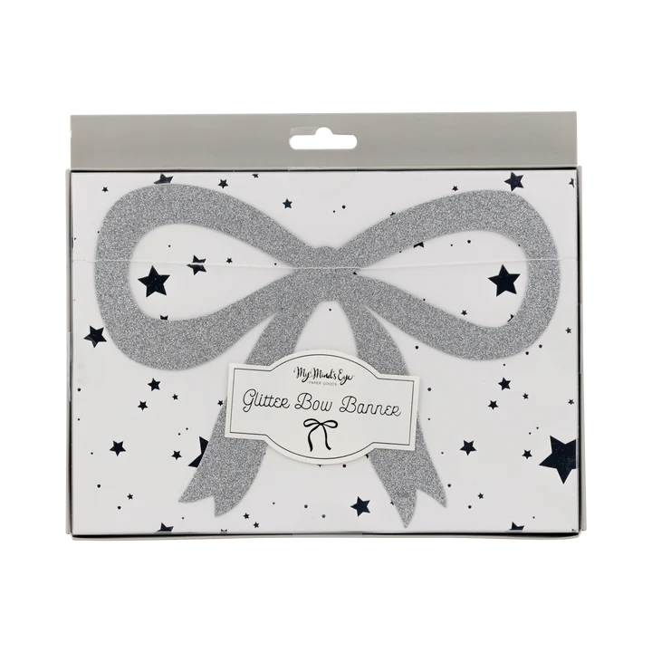 Silver Glitter Bow Banner