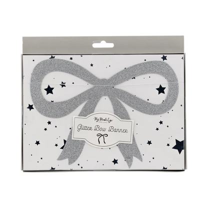 Silver Glitter Bow Banner