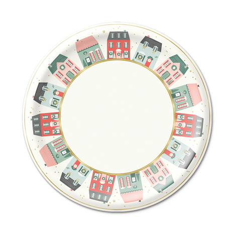 PRESALE: VIL1040 - VILLAGE CHRISTMAS ROUND PAPER PLATE