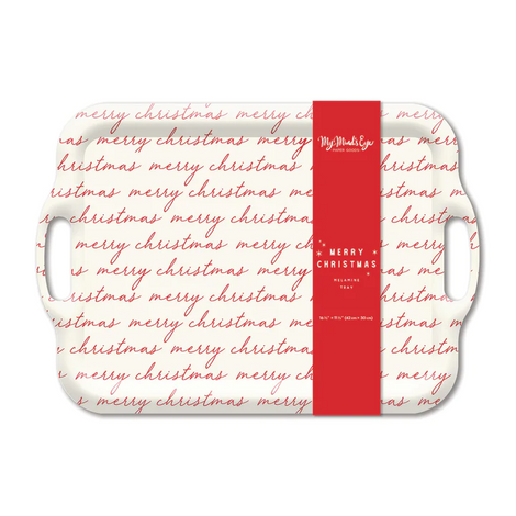 BEC1029 - BELIEVE MERRY CHRISTMAS SCRIPT MELAMINE TRAY