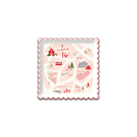 BEC1040 - BELIEVE NORTH POLE MAP PAPER PLATE