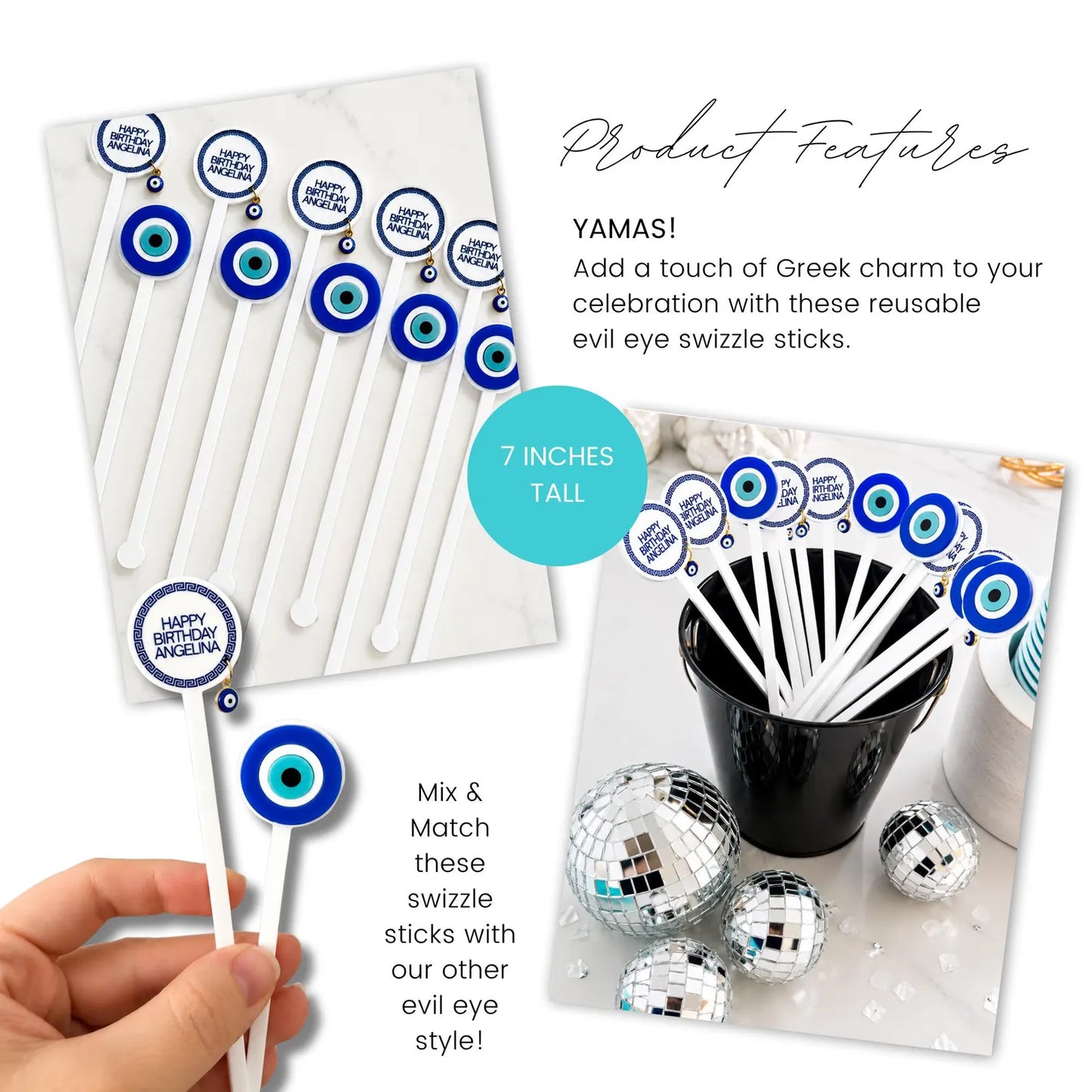 Evil Eye Swizzle Stick Set of 6 - Eye
