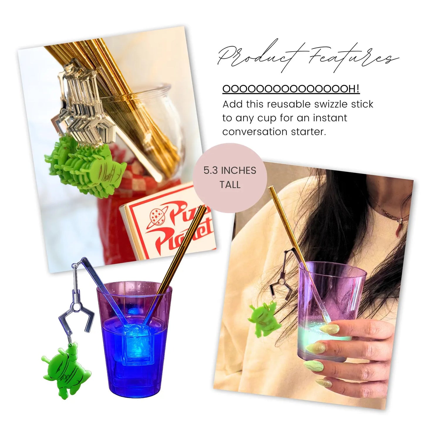 Pizza Planet Alien Swizzle Stick: Toy Story Inspired Party Drinkware