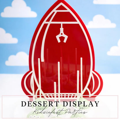 Pizza Planet Rocket Dessert Display, Toy Story Inspired Party Acrylic Stand
