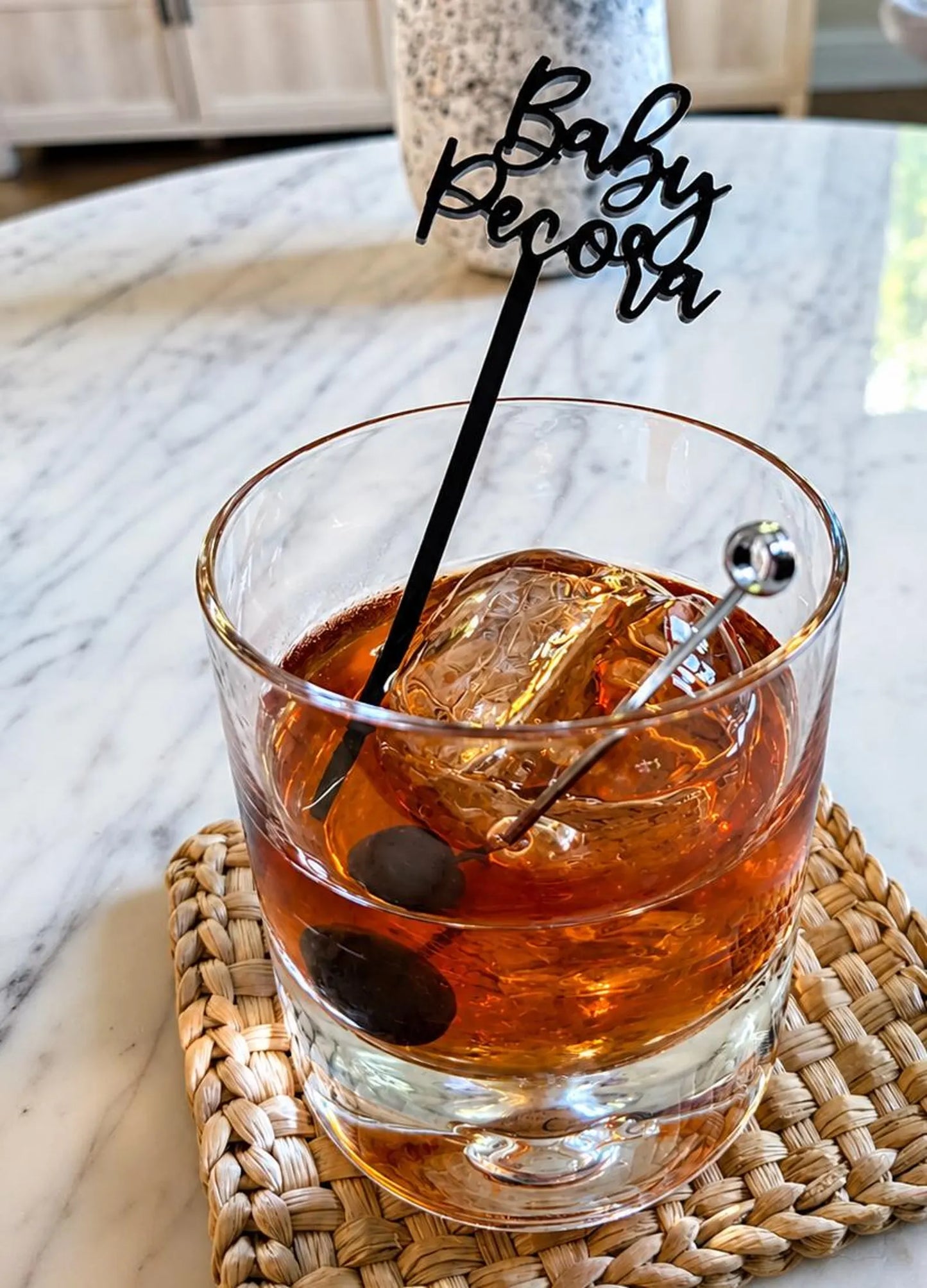 Custom Name Swizzle Stick: Diaper Party Cocktail Drink Stirrer