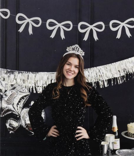 Silver Glitter Bow Banner