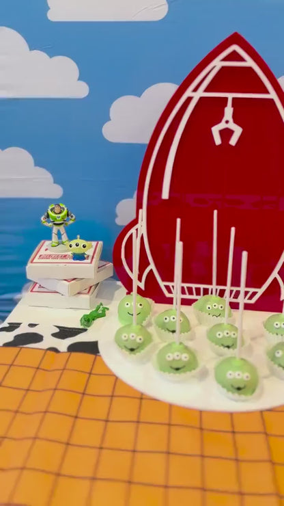 Pizza Planet Rocket Dessert Display, Toy Story Inspired Party Acrylic Stand