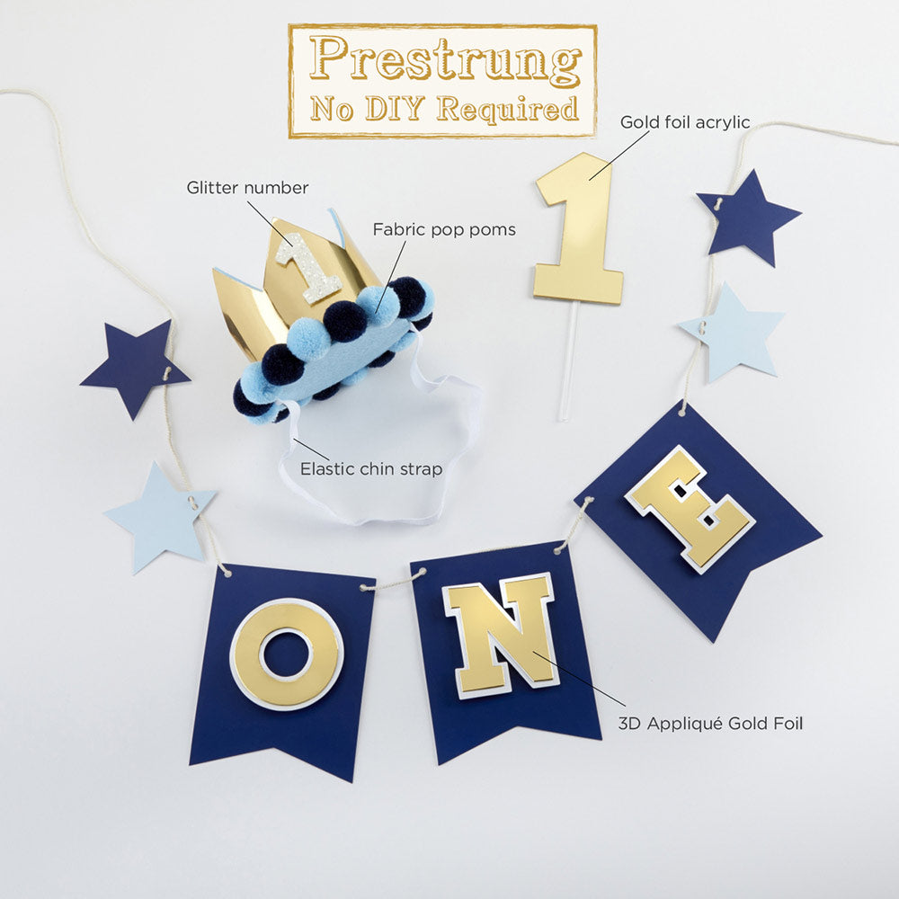 1st Birthday Decor Kit - Blue & Gold