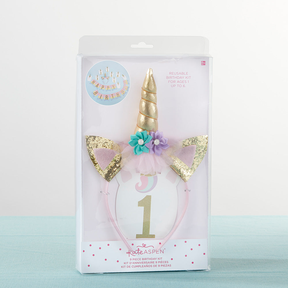 Gold Glitter Unicorn Happy Birthday Decor Kit
