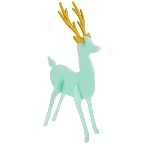 Acrylic Reindeer- Red/Peach/Teal (Set of 3)