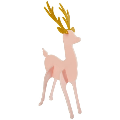 Acrylic Reindeer- Red/Peach/Teal (Set of 3)