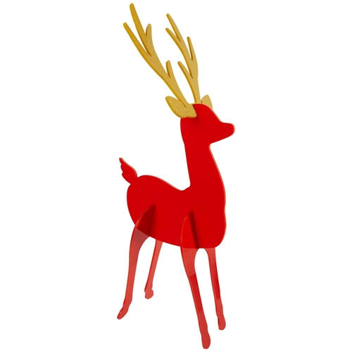 Acrylic Reindeer- Red/Peach/Teal (Set of 3)