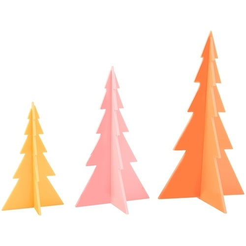 PREORDER: Acrylic Holiday Trees - Orange/Pink (Set of 3)