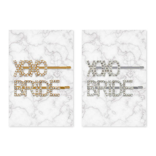 Rhinestone Bridal Party Word Hair Clips Silver - XOXO Bride