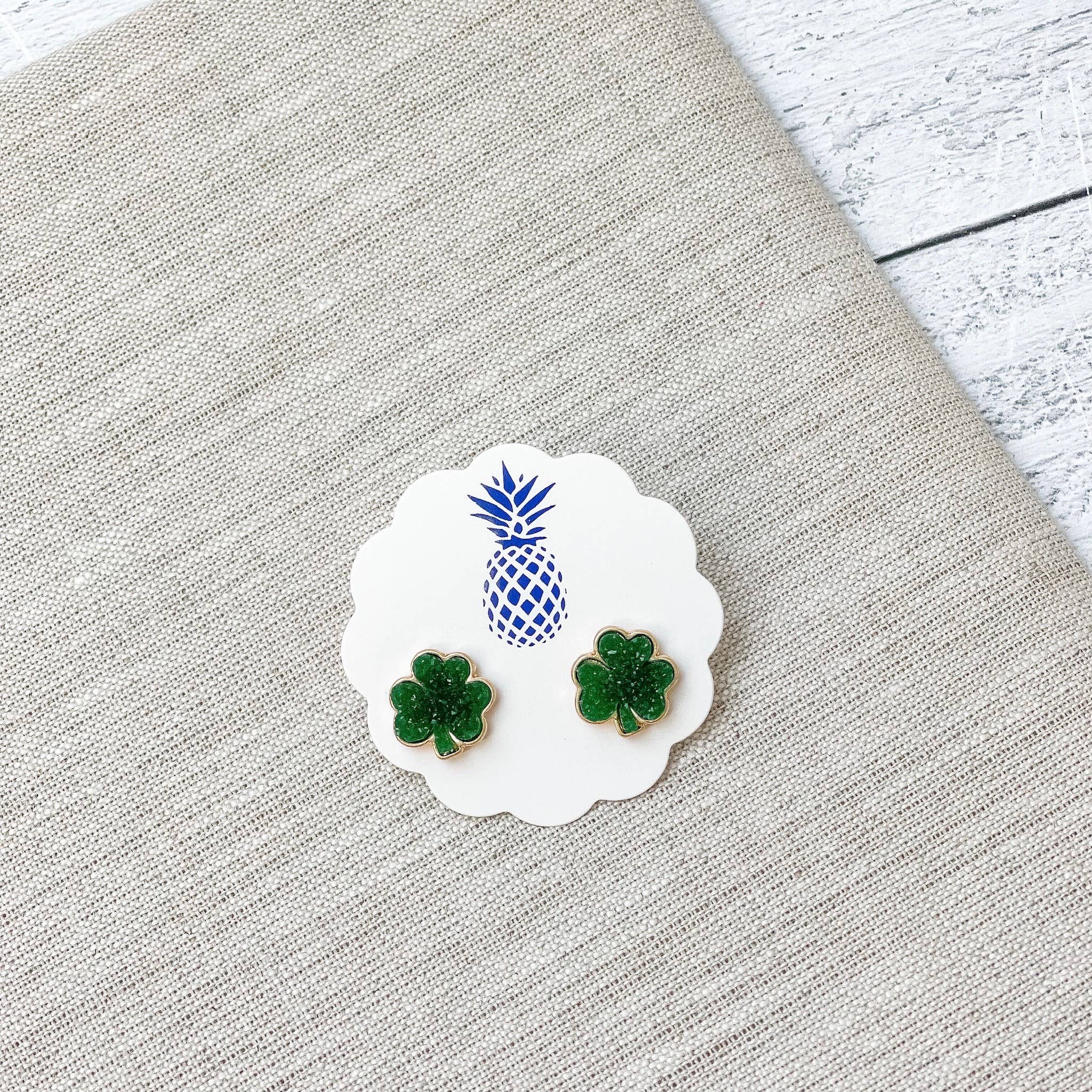 Druzy Clover Stud Earrings