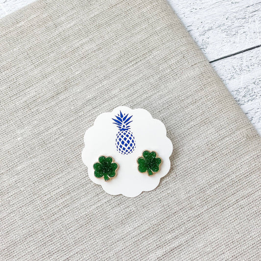 Druzy Clover Stud Earrings