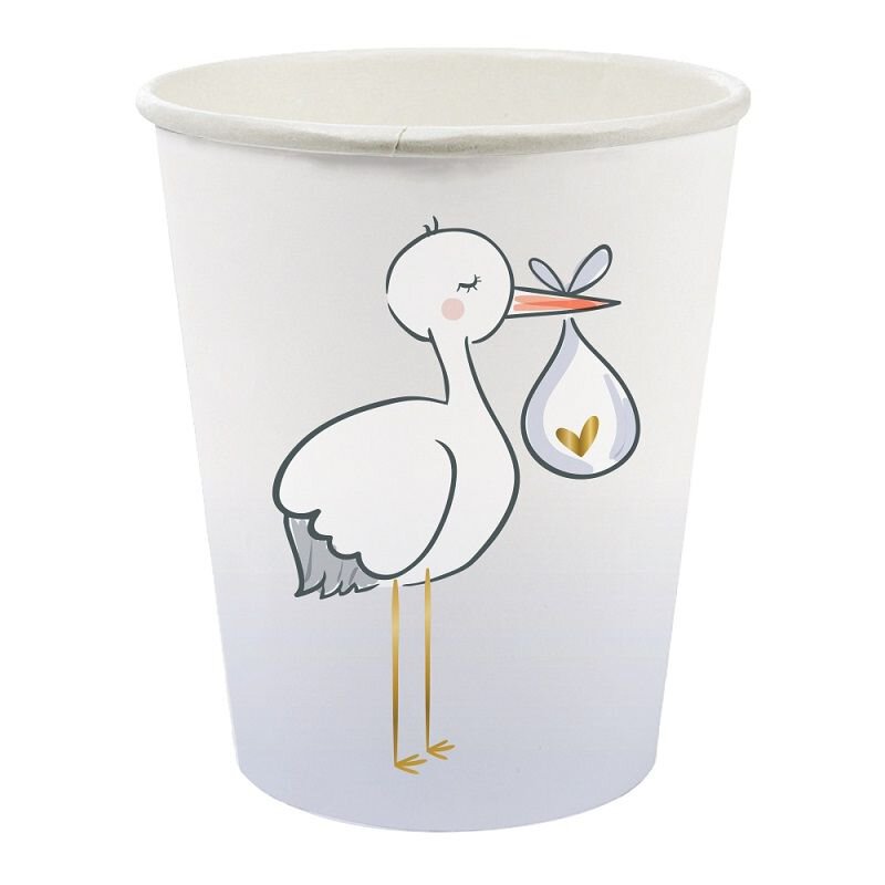 Stork Baby Shower Paper Cups (8)