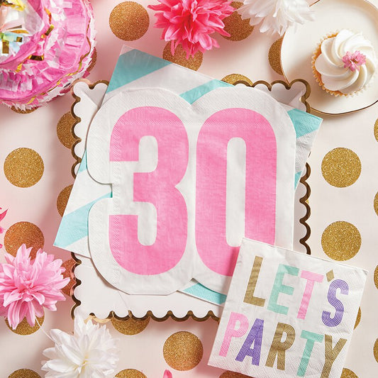 Jumbo "30" Shaped Napkins (16)