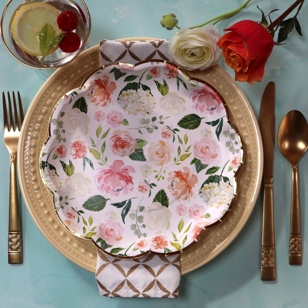 Floral 9in Premium Paper Plates (8)