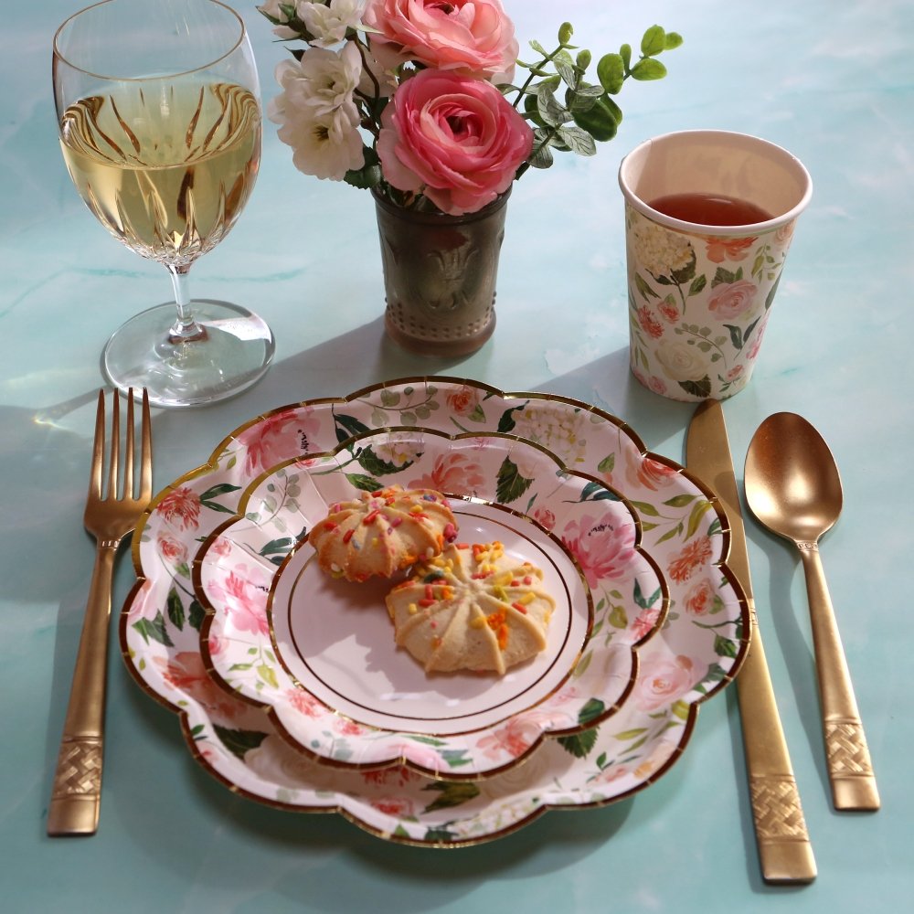 Floral 9in Premium Paper Plates (8)