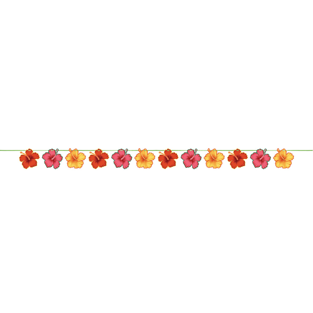 Luau Party Hibiscus Flower Banner