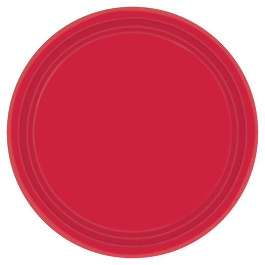 Apple Red Solid Round Plates, 7"