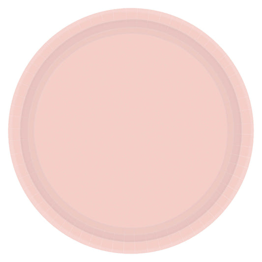 Pale Pink Solid Round Plates, 9"