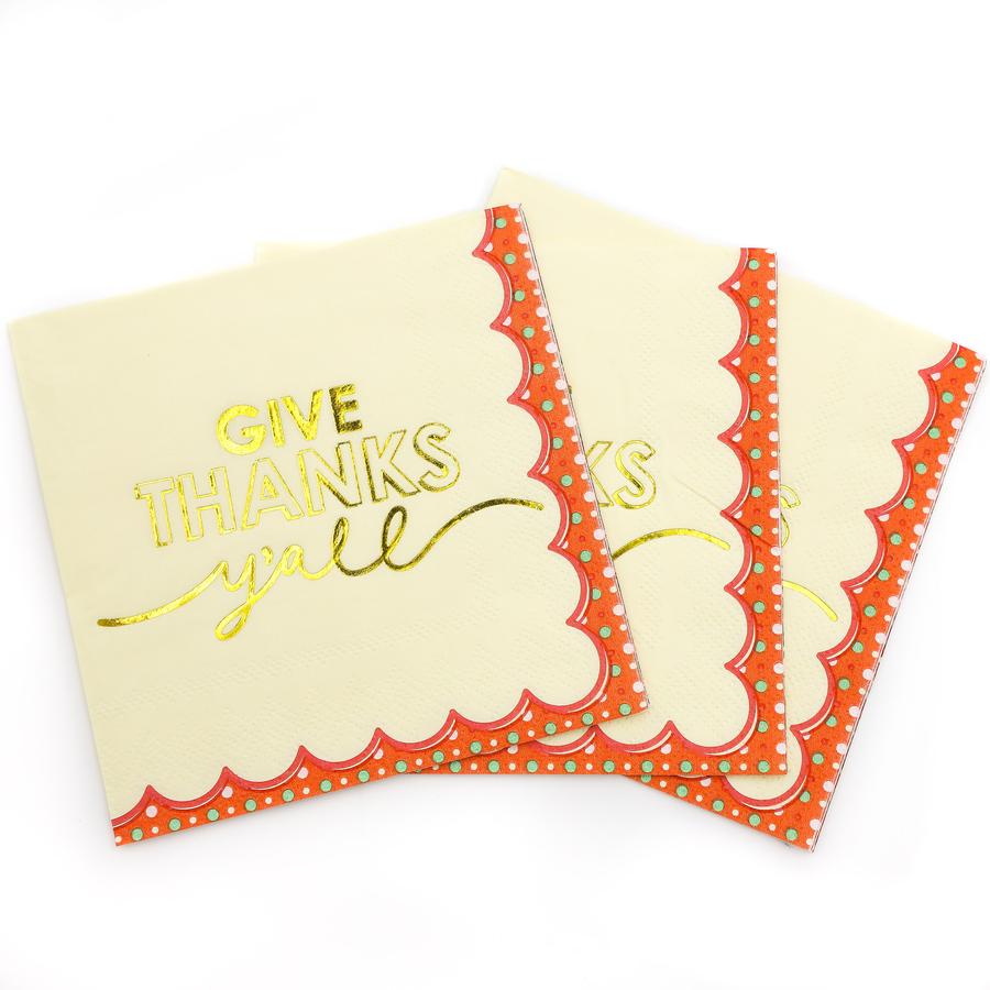 Give Thanks Y'all Cocktail/Dessert Napkin (20)