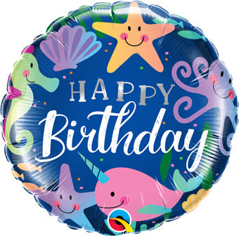Under the Sea Happy Birthday 18" Balloon