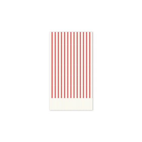 BELIEVE RED TICKING STIPE FRINGED GUEST NAPKIN