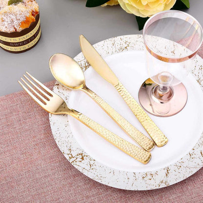 Metallic Hammered Plastic Utensils (24 Pack)