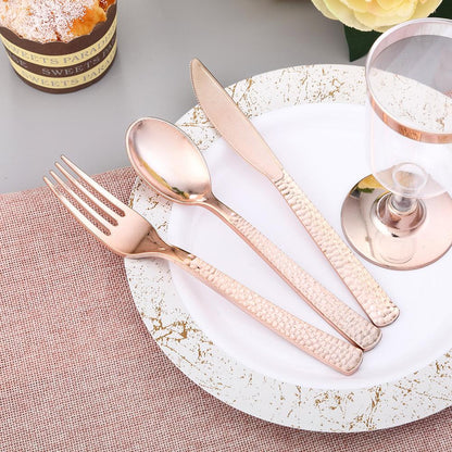 Metallic Hammered Plastic Utensils (24 Pack)