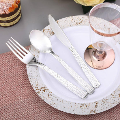 Metallic Hammered Plastic Utensils (24 Pack)