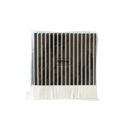 EPHEMERA HALLOWEEN BLACK TICKING FRINGE NAPKIN