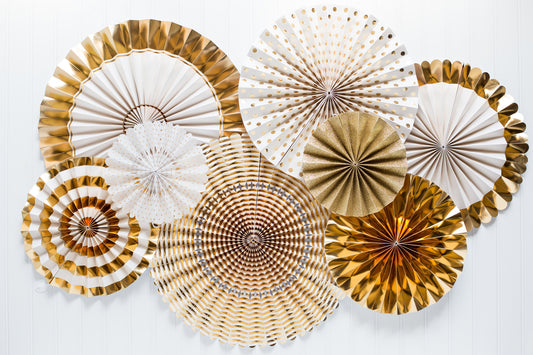 Gold Fancy Party Paper Fans