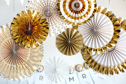 Gold Fancy Party Paper Fans