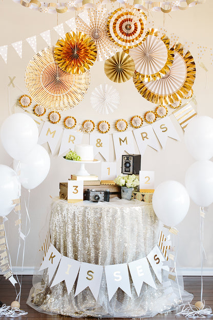Gold Fancy Party Paper Fans