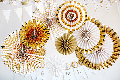 Gold Fancy Party Paper Fans