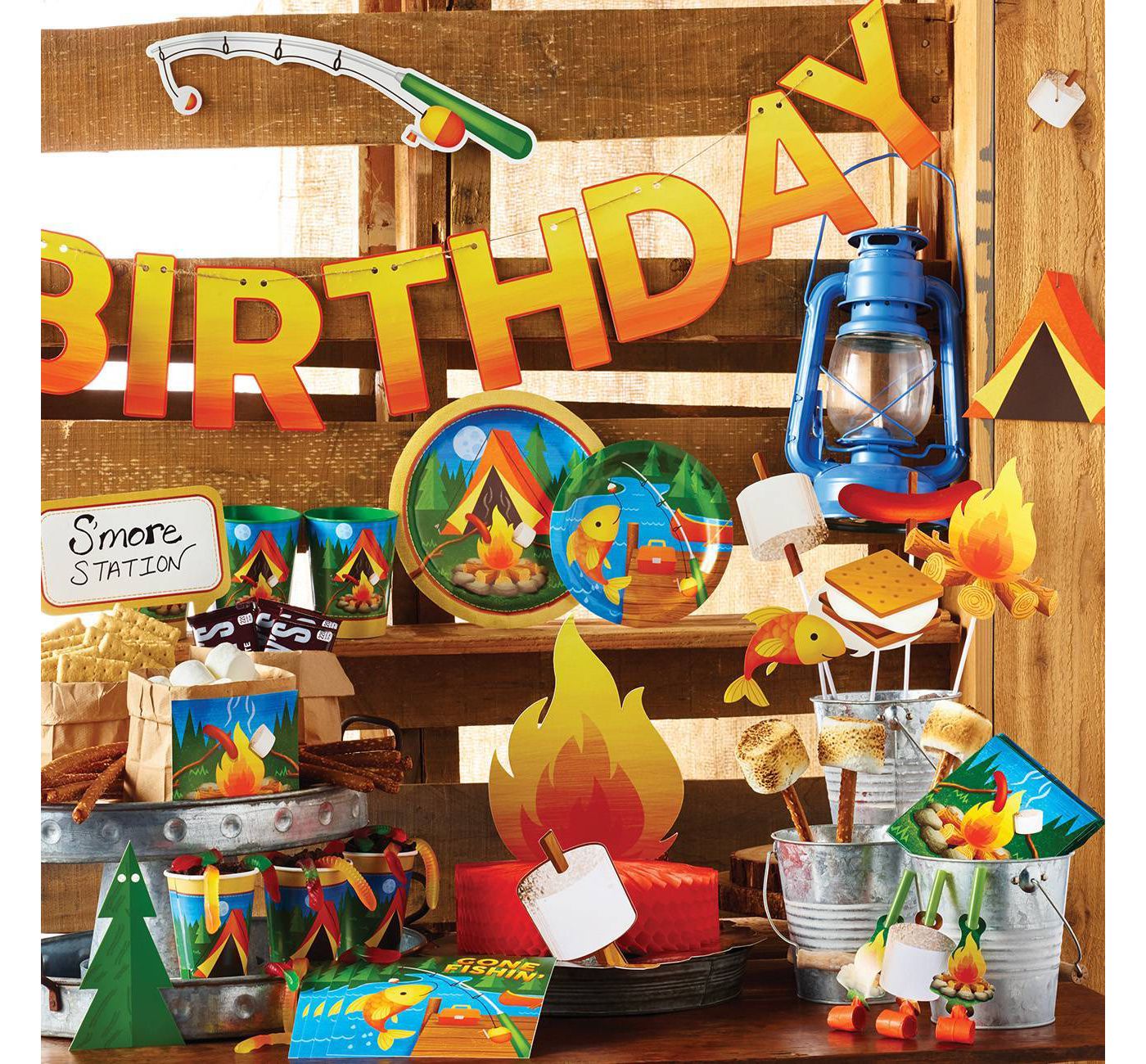 "Happy Birthday" Camping Party Banner