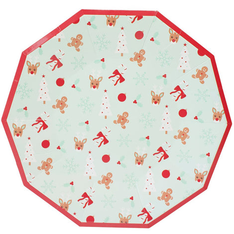Holly Jolly Reindeer Paper Dinner Plate (8)