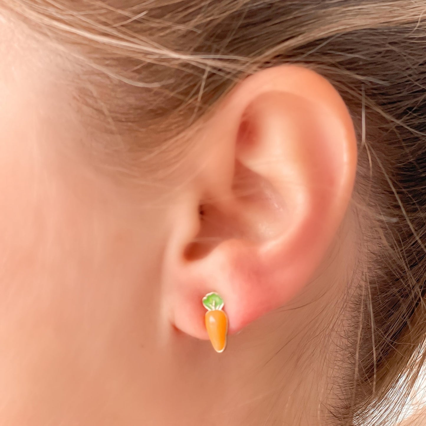 Carrot Enamel Stud Earring