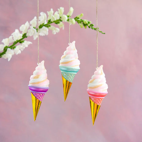 Glitter Ice Cream Cone Ornaments