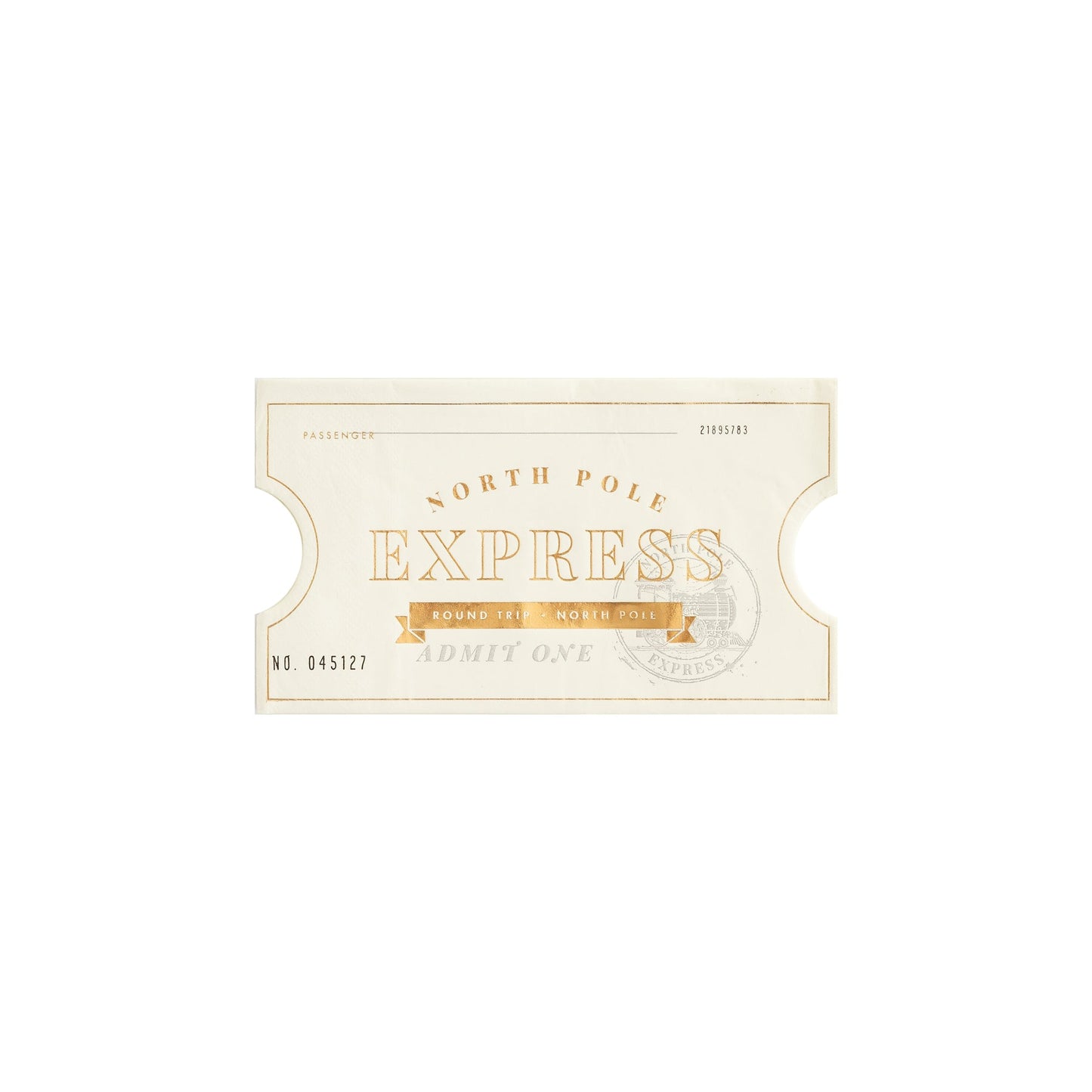 NORTH POLE EXPRESS TICKET SHAPED GUEST NAPKIN