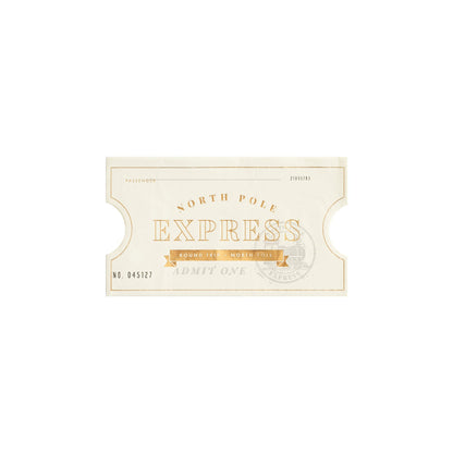NORTH POLE EXPRESS TICKET SHAPED GUEST NAPKIN