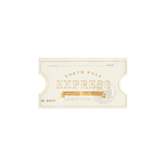 NORTH POLE EXPRESS TICKET SHAPED GUEST NAPKIN